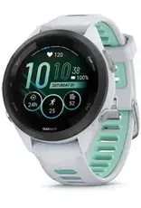 Garmin Forerunner® 265S, Black Bezel with Whitestone Case and Whitestone/Neo Tropic Silicone Band