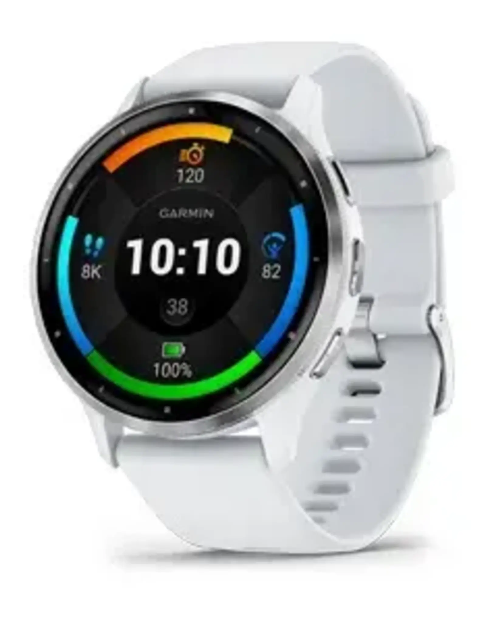 Garmin Venu® 3, Silver Stainless Steel Bezel with Whitestone Case and Silicone Band