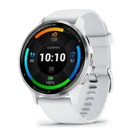 Garmin Venu® 3, Silver Stainless Steel Bezel with Whitestone Case and Silicone Band