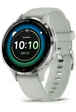 Garmin Venu® 3S, Silver Stainless Steel Bezel with Sage Gray Case and Silicone Band