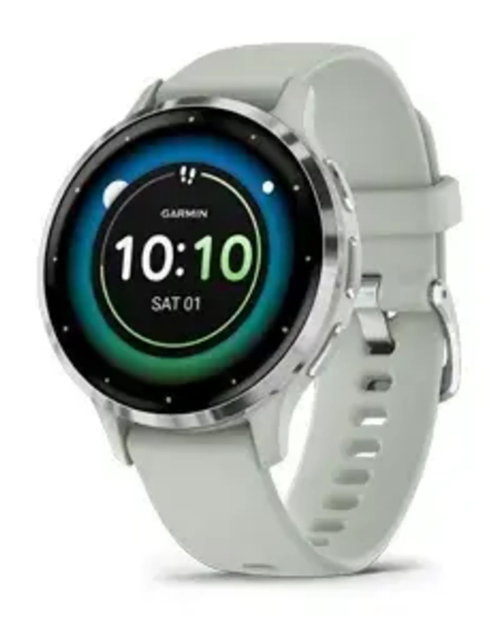 Garmin Venu® 3S, Silver Stainless Steel Bezel with Sage Gray Case and Silicone Band