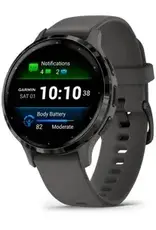 Garmin Venu® 3S, Slate Stainless Steel Bezel with Pebble Gray Case and Silicone Band