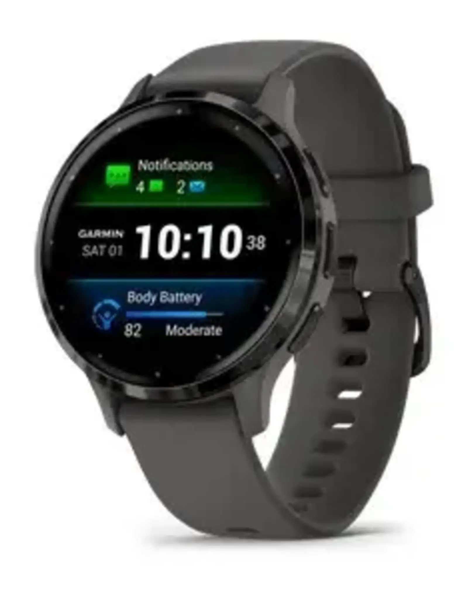 Garmin Venu® 3S, Slate Stainless Steel Bezel with Pebble Gray Case and Silicone Band