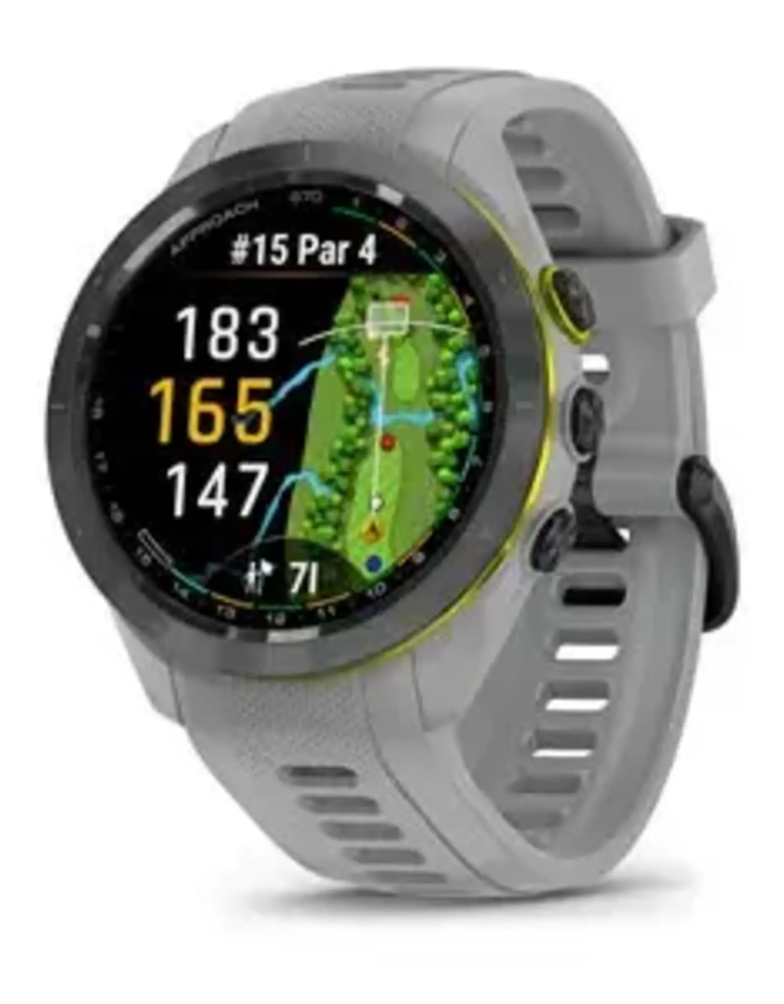Garmin Approach® S70 - 42 mm, Black/Amp Yellow Ceramic Bezel with Powder Gray Silicone Band