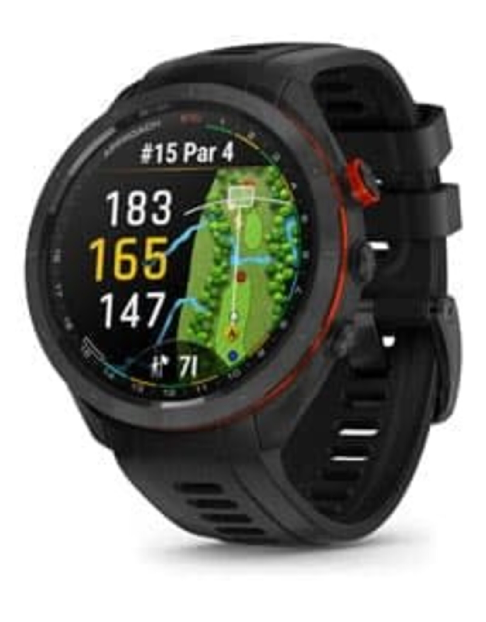 Garmin Approach® S70 - 47 mm, Black/Red Ceramic Bezel with Black Silicone Band