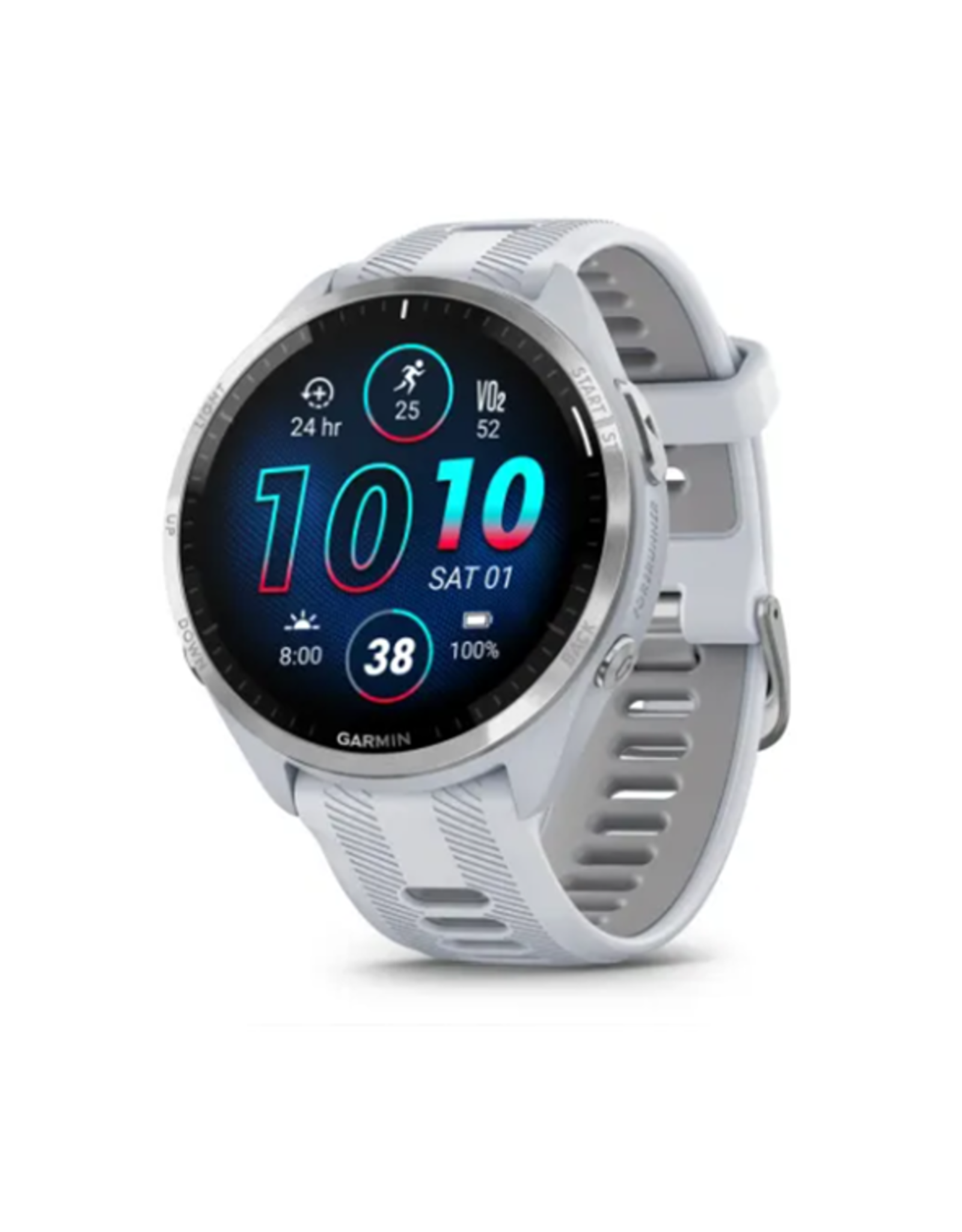 Garmin Forerunner® 965, Titanium Bezel with Whitestone Case and Whitestone/Powder Gray Silicone Band
