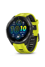 Garmin Forerunner® 965, Carbon Gray DLC Titanium Bezel with Black Case and Amp Yellow/Black Silicone Band