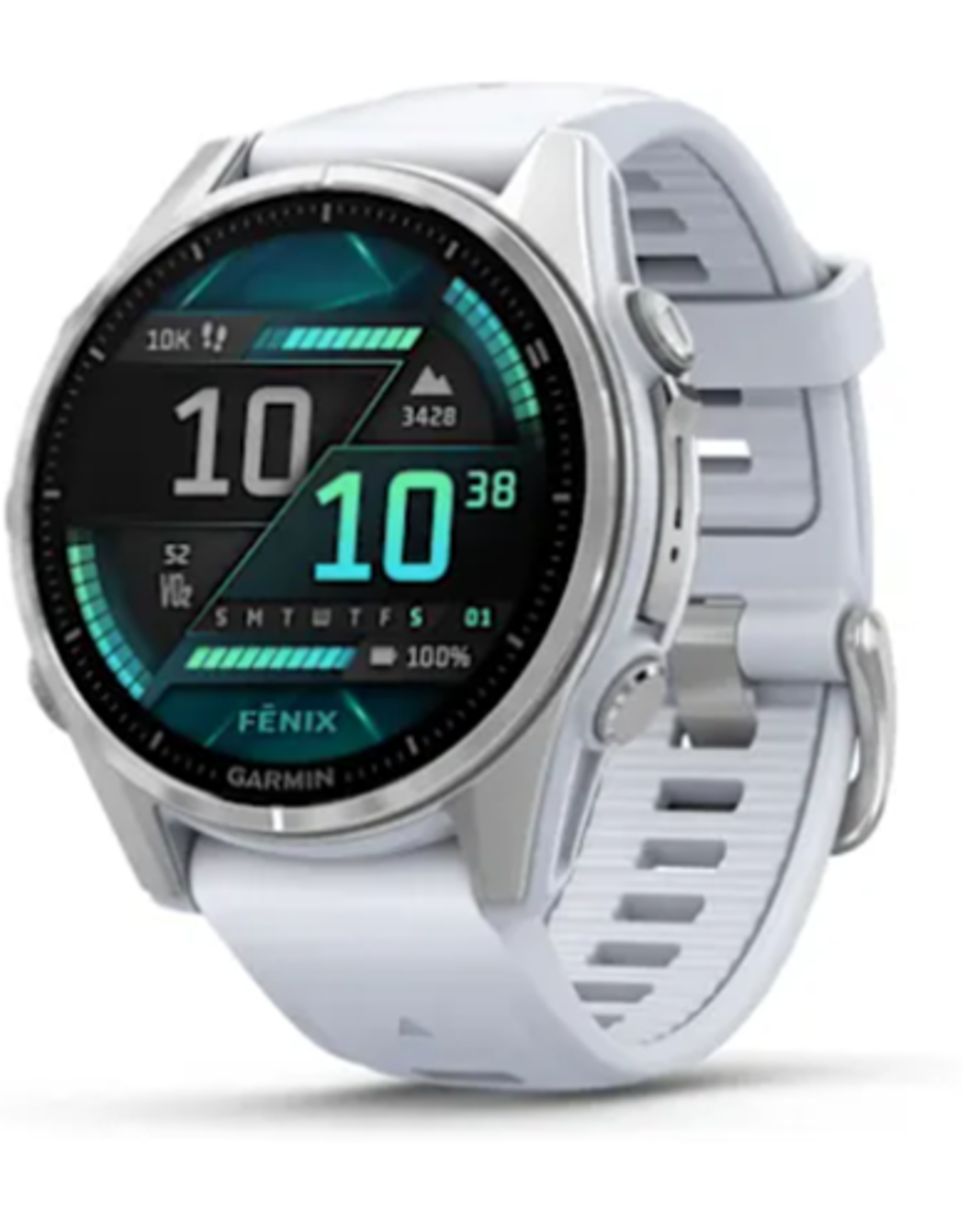 Garmin fenix® 8 – 43 mm, AMOLED, Silver with Whitestone Silicone Band