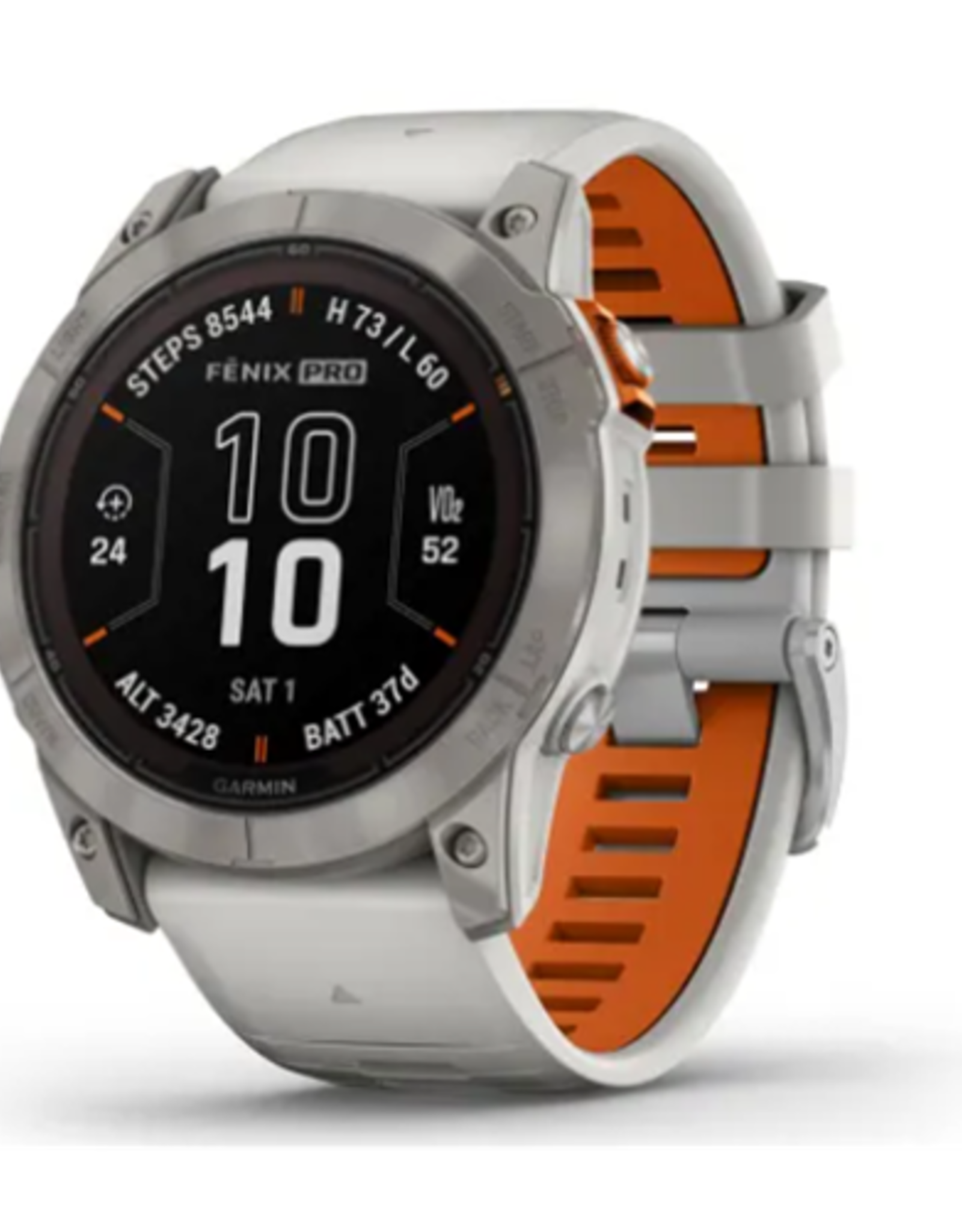 Garmin fenix® 7X Pro – Sapphire Solar Edition, Titanium with Fog Gray/Ember Orange Band