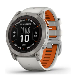 Garmin fēnix® 7X Pro – Sapphire Solar Edition, Titanium with Fog Gray/Ember Orange Band