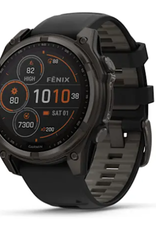 Garmin fenix® 8 – 47 mm, Solar, Sapphire, Carbon Gray DLC Titanium with Black/Pebble Gray Silicone Band