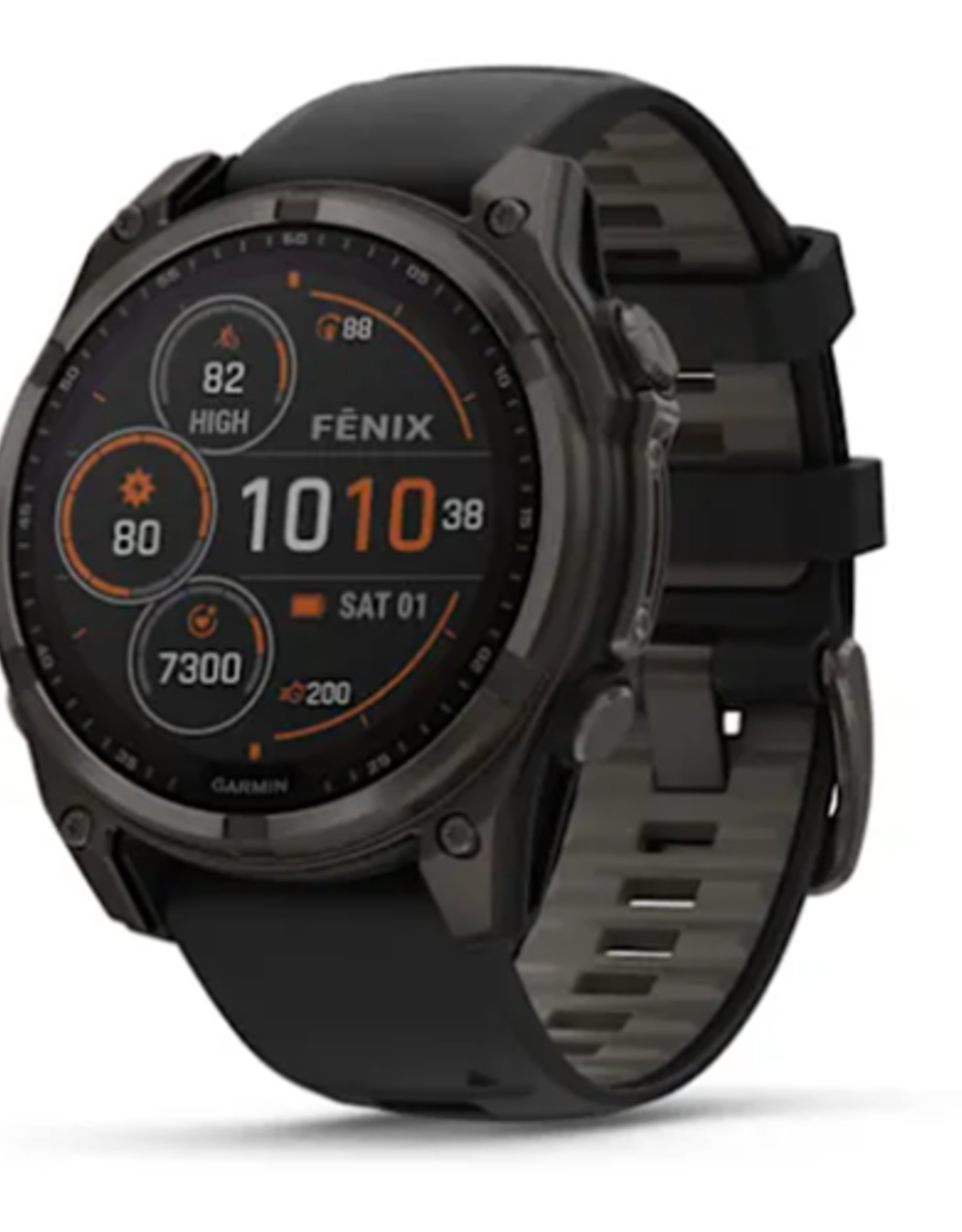 Garmin fenix® 8 – 47 mm, Solar, Sapphire, Carbon Gray DLC Titanium with Black/Pebble Gray Silicone Band
