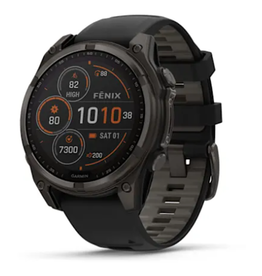 Garmin fēnix® 8 – 47 mm, Solar, Sapphire, Carbon Gray DLC Titanium with Black/Pebble Gray Silicone Band