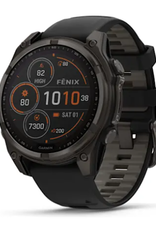 Garmin fenix® 8 – 47 mm, Solar, Sapphire, Carbon Gray DLC Titanium with Black/Pebble Gray Silicone Band