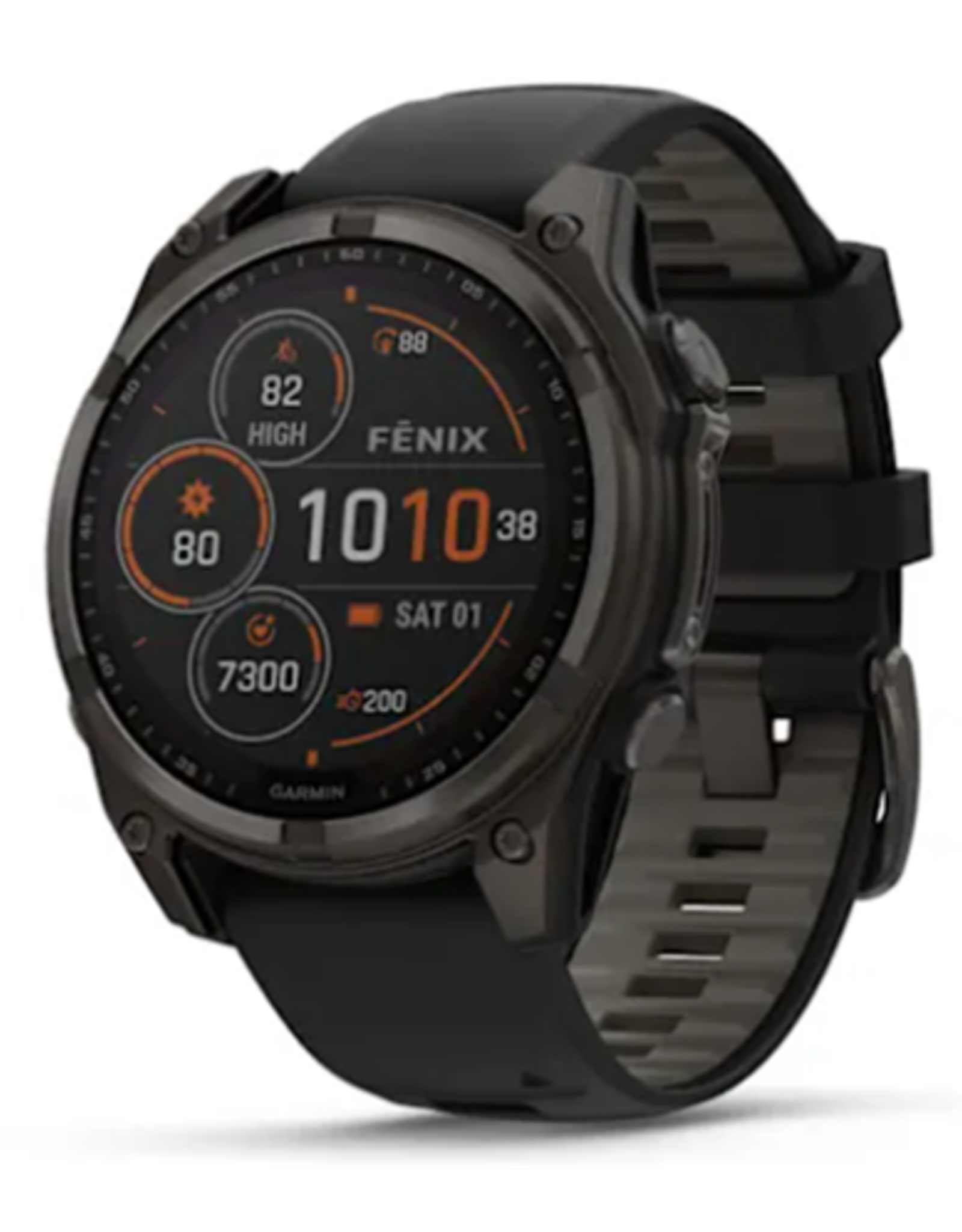 Garmin fenix® 8 – 47 mm, Solar, Sapphire, Carbon Gray DLC Titanium with Black/Pebble Gray Silicone Band