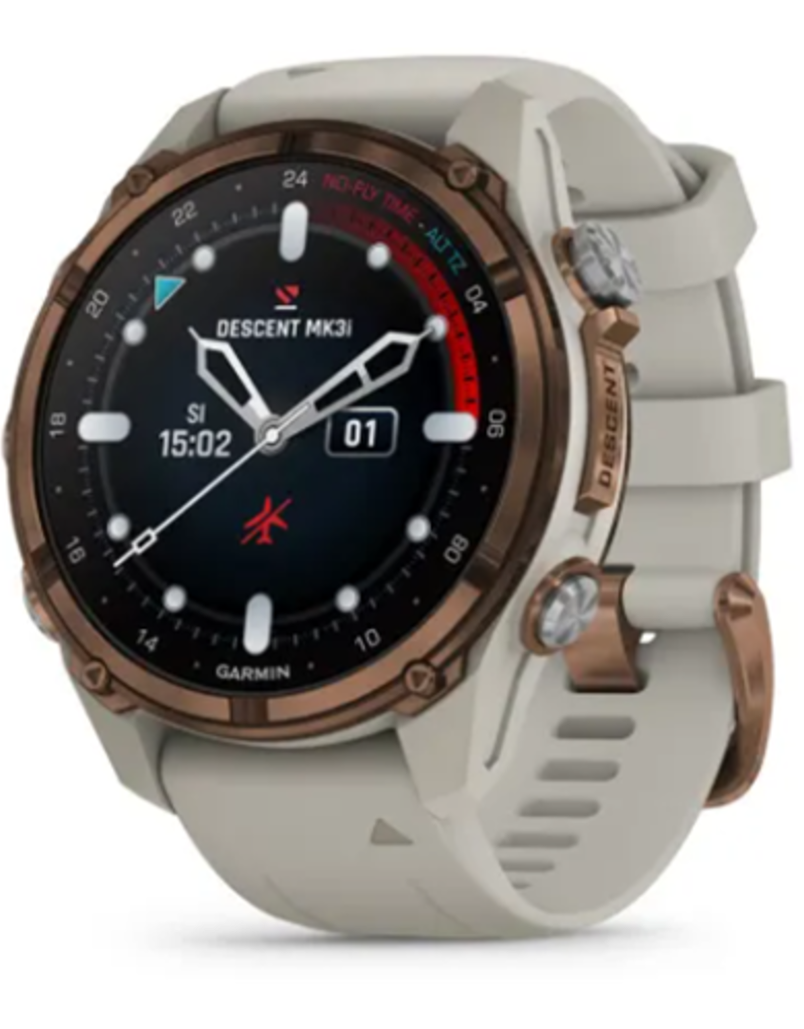 Garmin Descent™ Mk3i – 43 mm, Bronze PVD Titanium with French Gray Silicone Band