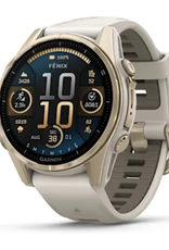 Garmin fenix® 8 – 43 mm, AMOLED, Sapphire, Soft Gold with Fog Gray/Dark Sandstone Silicone Band