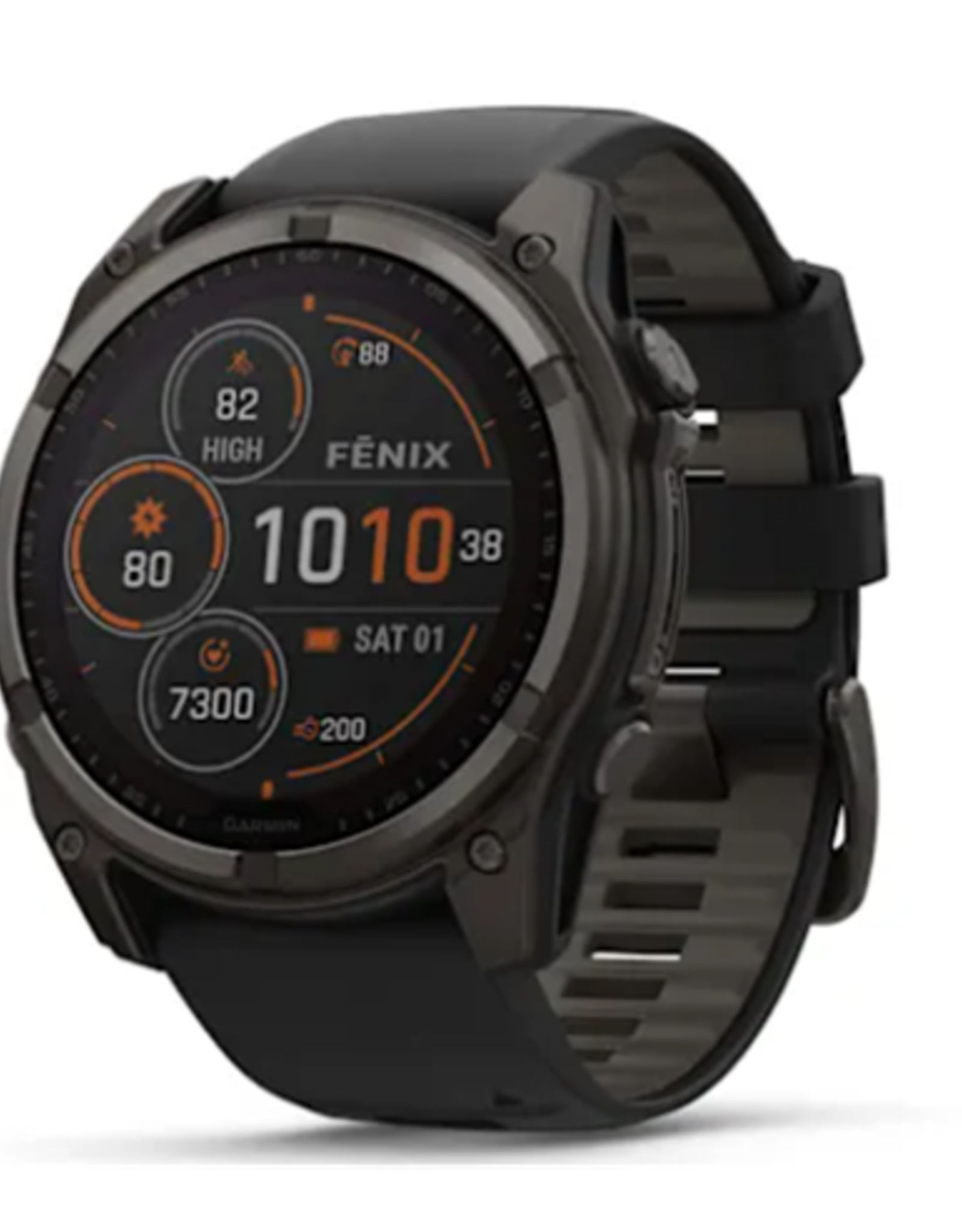 Garmin fenix® 8 – 51 mm, Solar, Sapphire, Carbon Gray DLC Titanium with Black/Pebble Gray Silicone Band