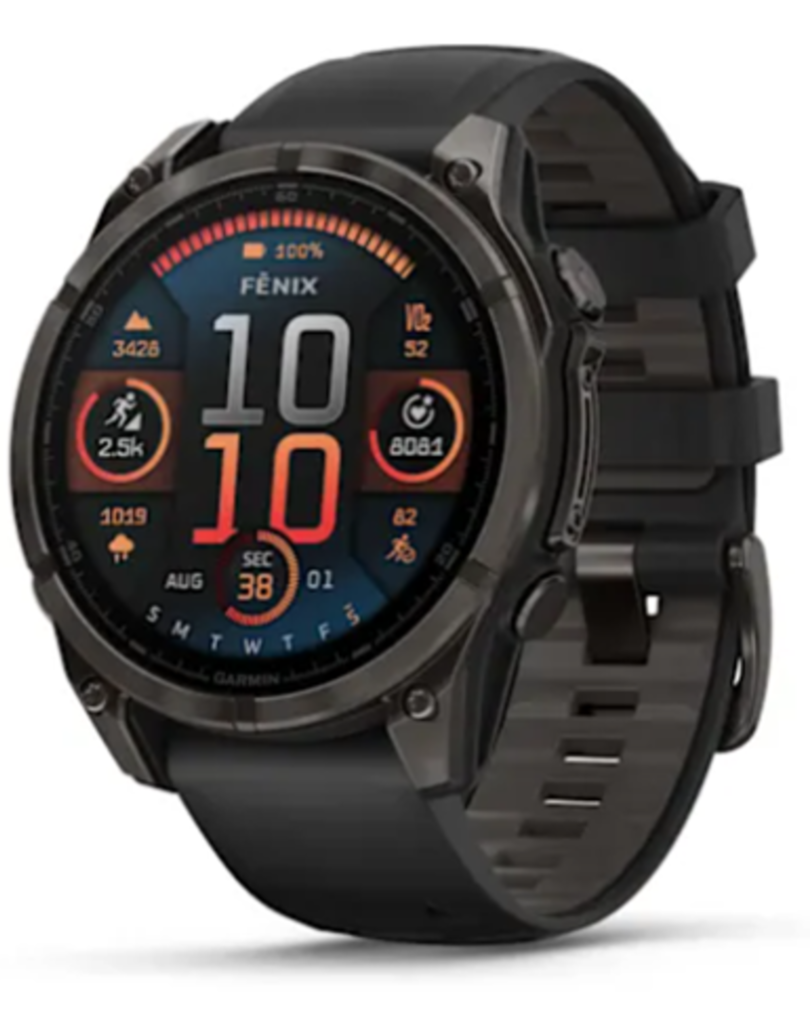Garmin fenix® 8 – 51 mm, AMOLED, Sapphire, Carbon Gray DLC Titanium with Black/Pebble Gray Silicone Band
