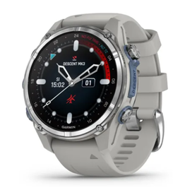 Garmin Descent™ Mk3 – 43 mm, Stainless Steel with Fog Gray Silicone Band