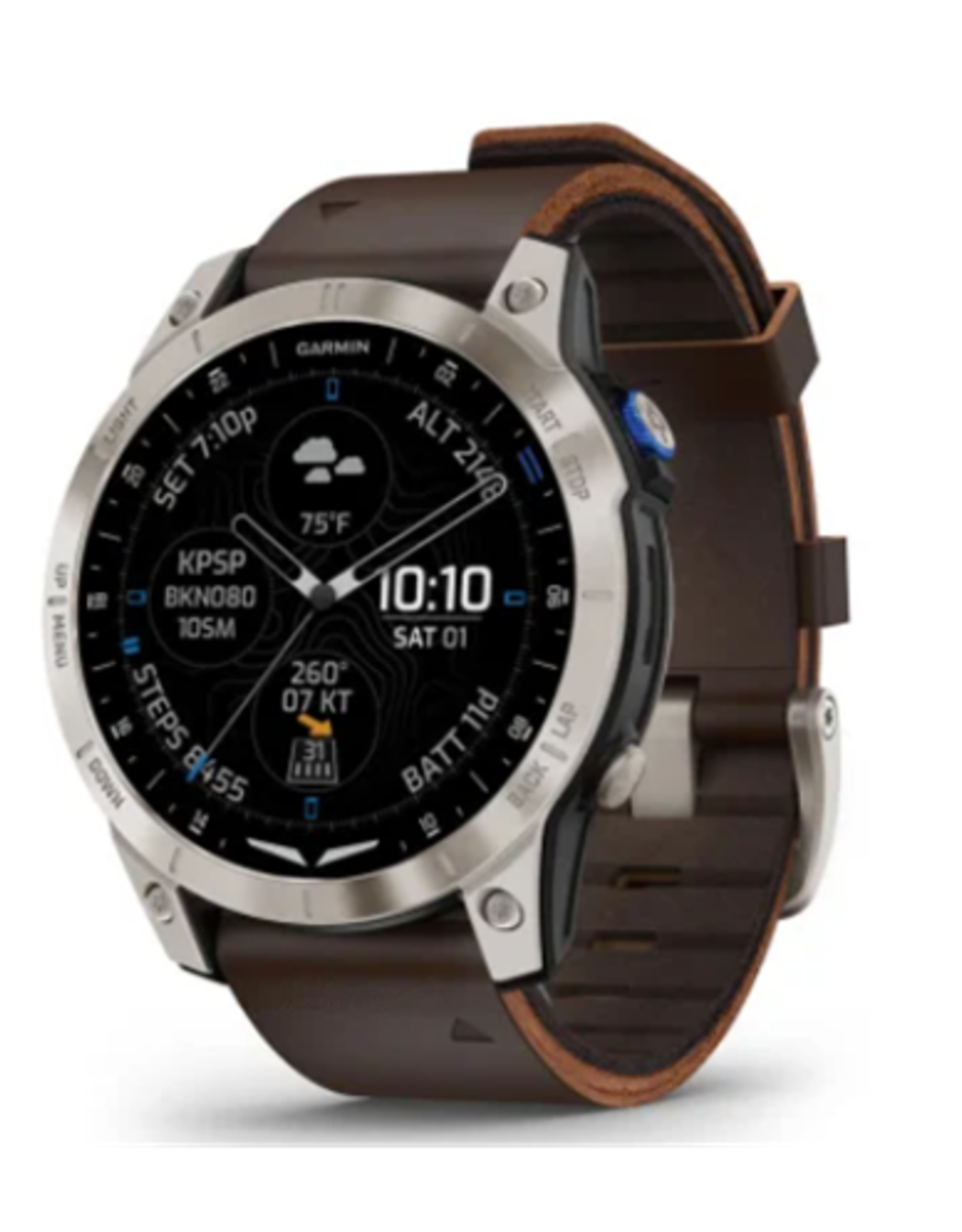 Garmin D2™ Mach 1, Aviator Smartwatch with Oxford Brown Leather Band
