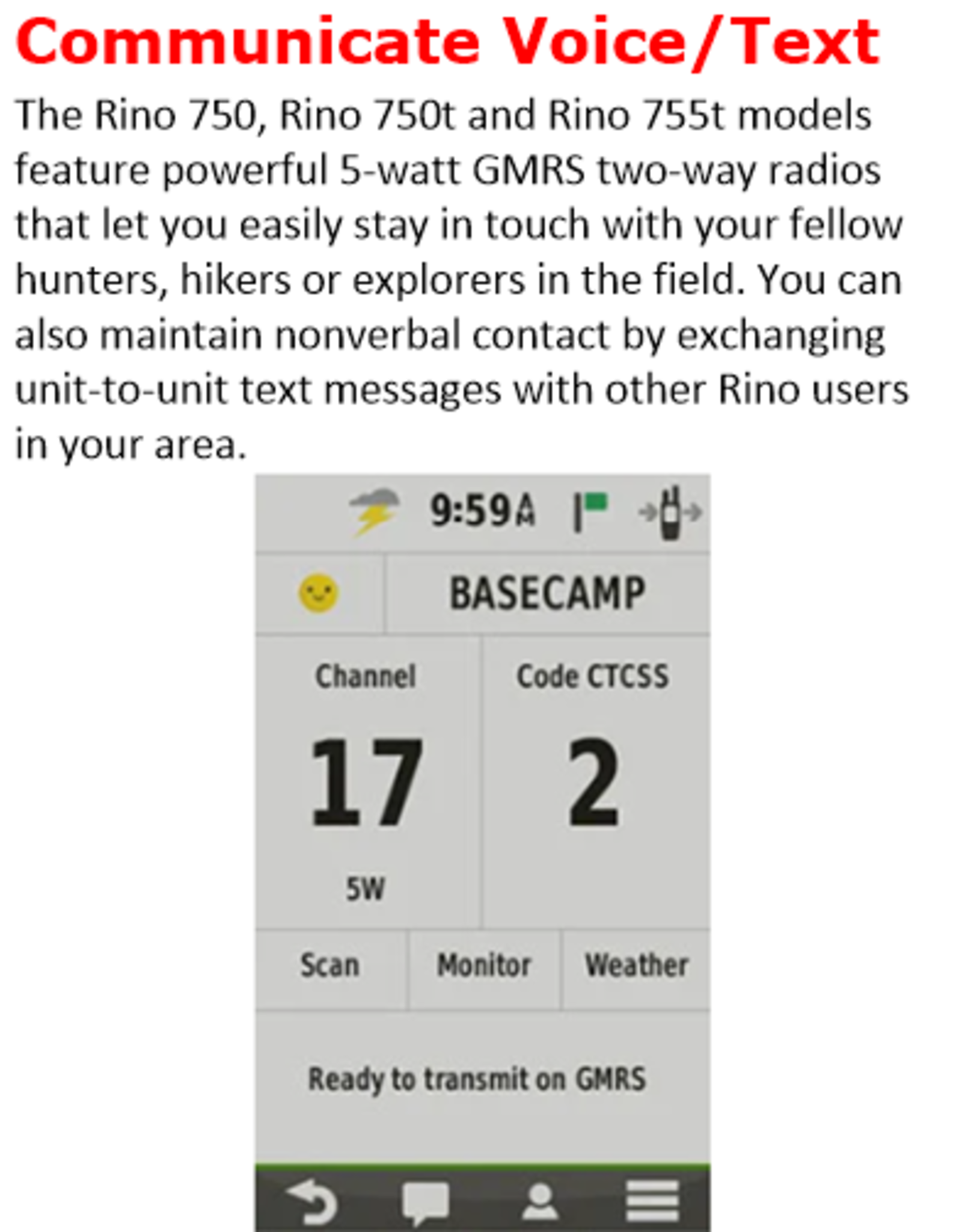 Garmin Rino® 750t, 2-Way Radio/GPS Navigator with Touchscreen and TOPO Mapping