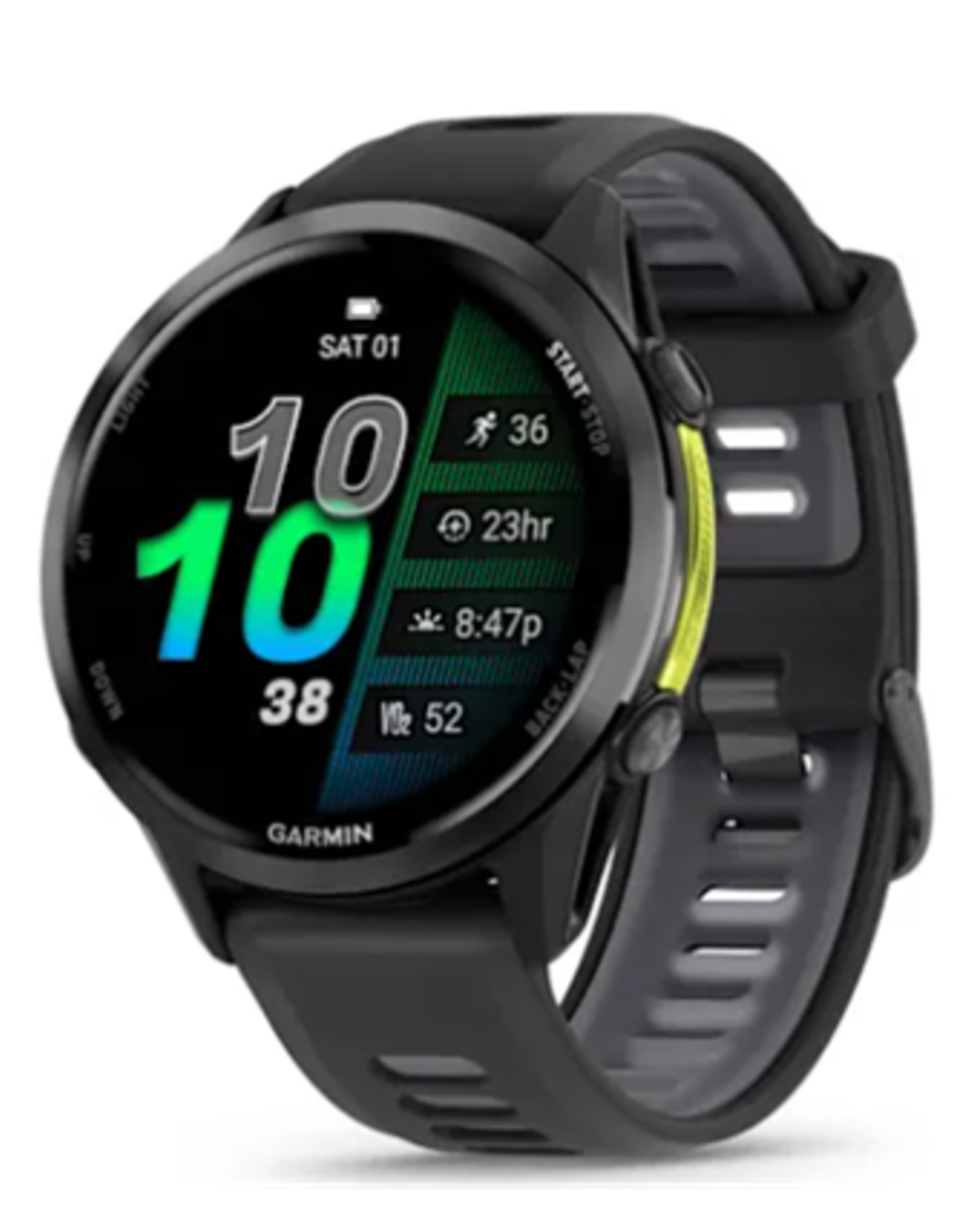 Garmin Forerunner® 970 Carbon Gray DLC Titanium with Black Case and Black/Translucent Whitestone Band