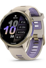 Garmin Forerunner® 970 Soft Gold Titanium with French Gray Case and French Gray/Translucent Indigo Band