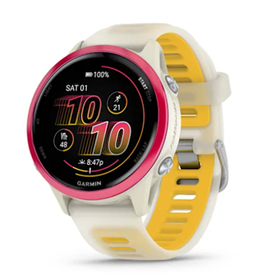 Garmin Forerunner® 570 - 42mm, Raspberry Aluminum with Translucent Bone/Mango Band
