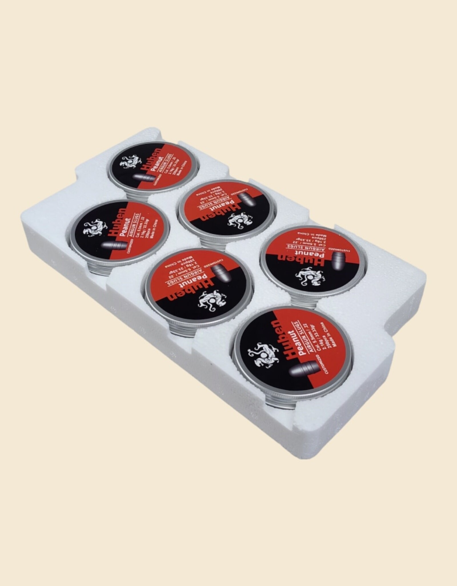 Huben .22 Caliber | Peanut Slug | by Huben| 250 ct |33.3 gr Flat of 6