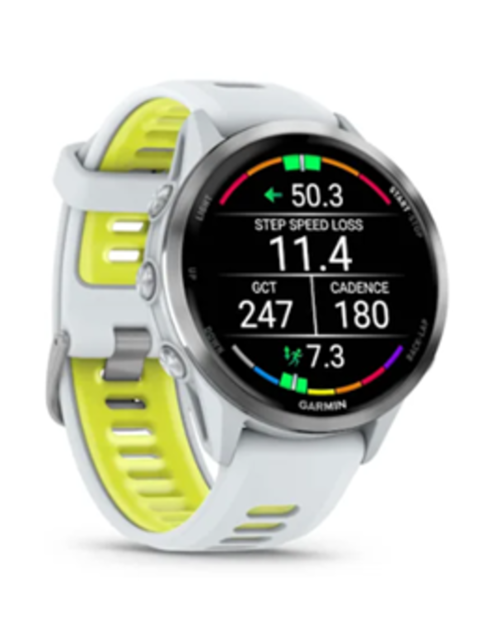 Garmin Forerunner® 970 Titanium with Whitestone Case and Whitestone/Translucent Amp Yellow Band