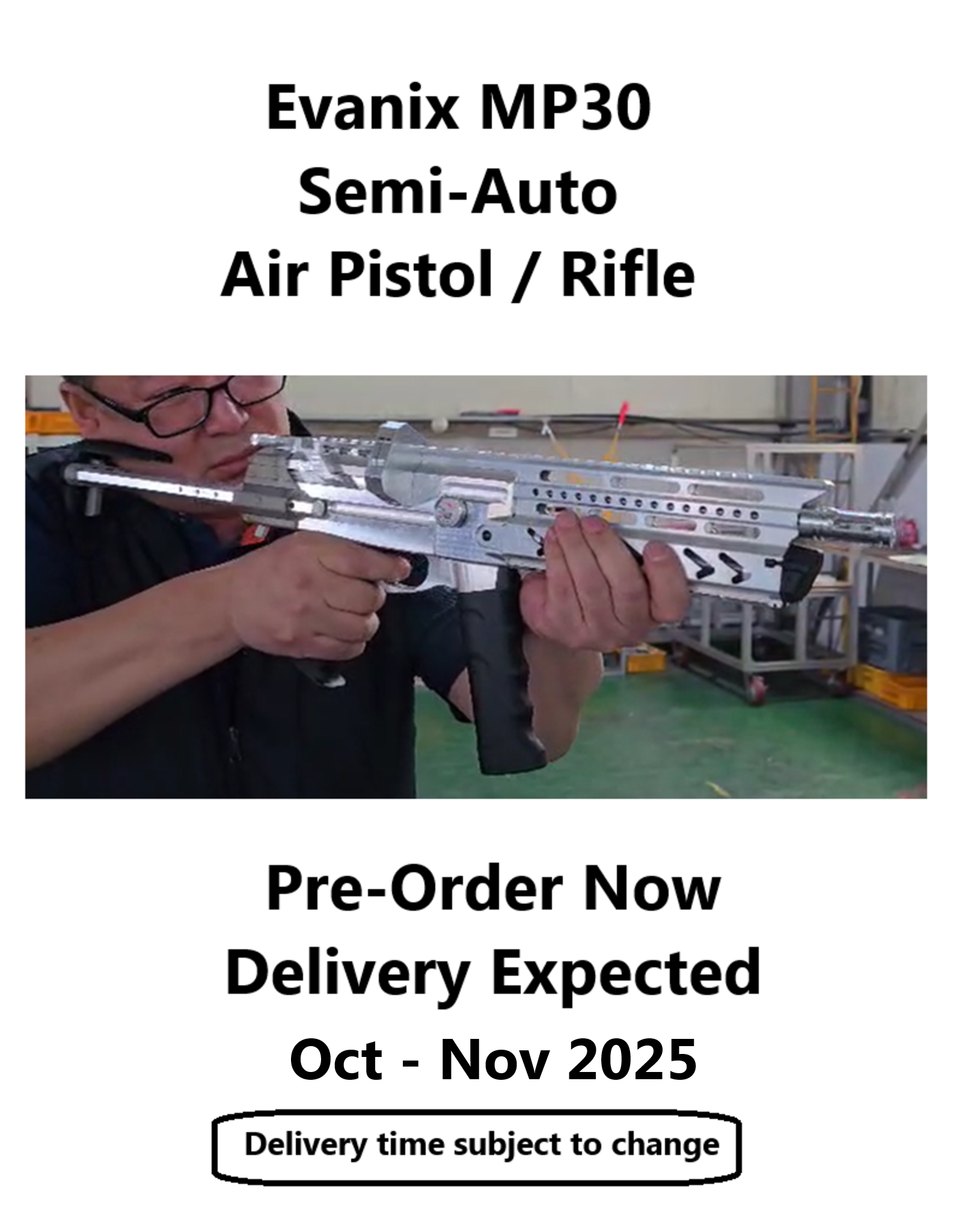 Evanix Pre-Order Deposit | MP30 - Semi-Auto | Regulated |Machine Pistol Style