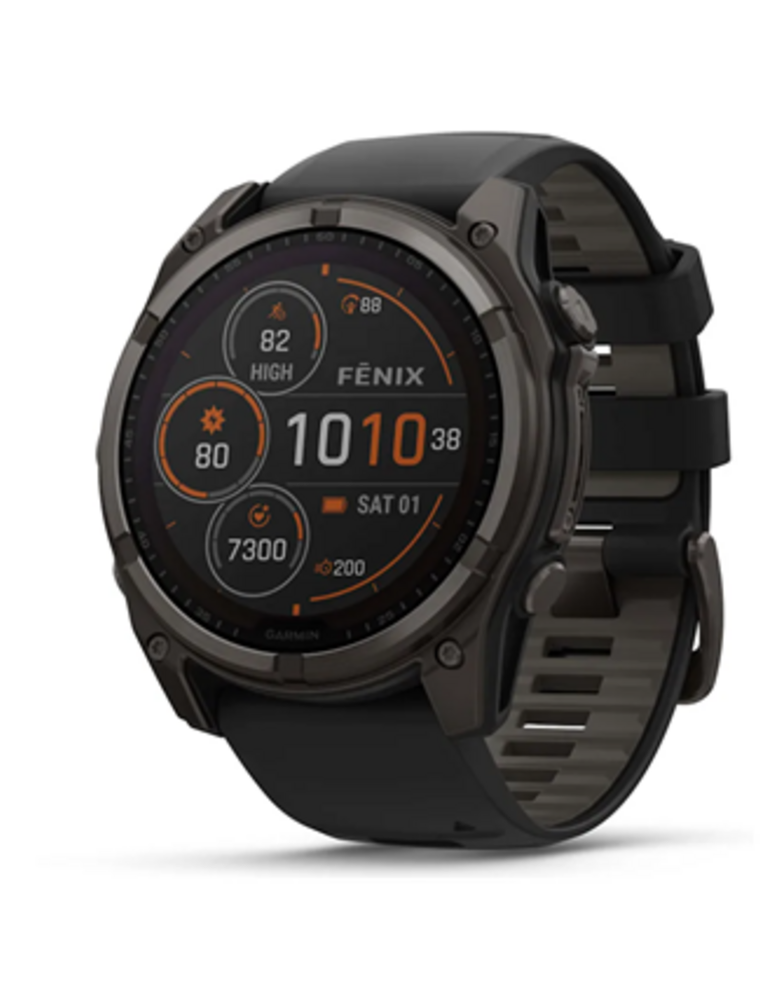 Garmin fenix® 8 – 51 mm, Solar, Sapphire, Carbon Gray DLC Titanium with Black/Pebble Gray Silicone Band