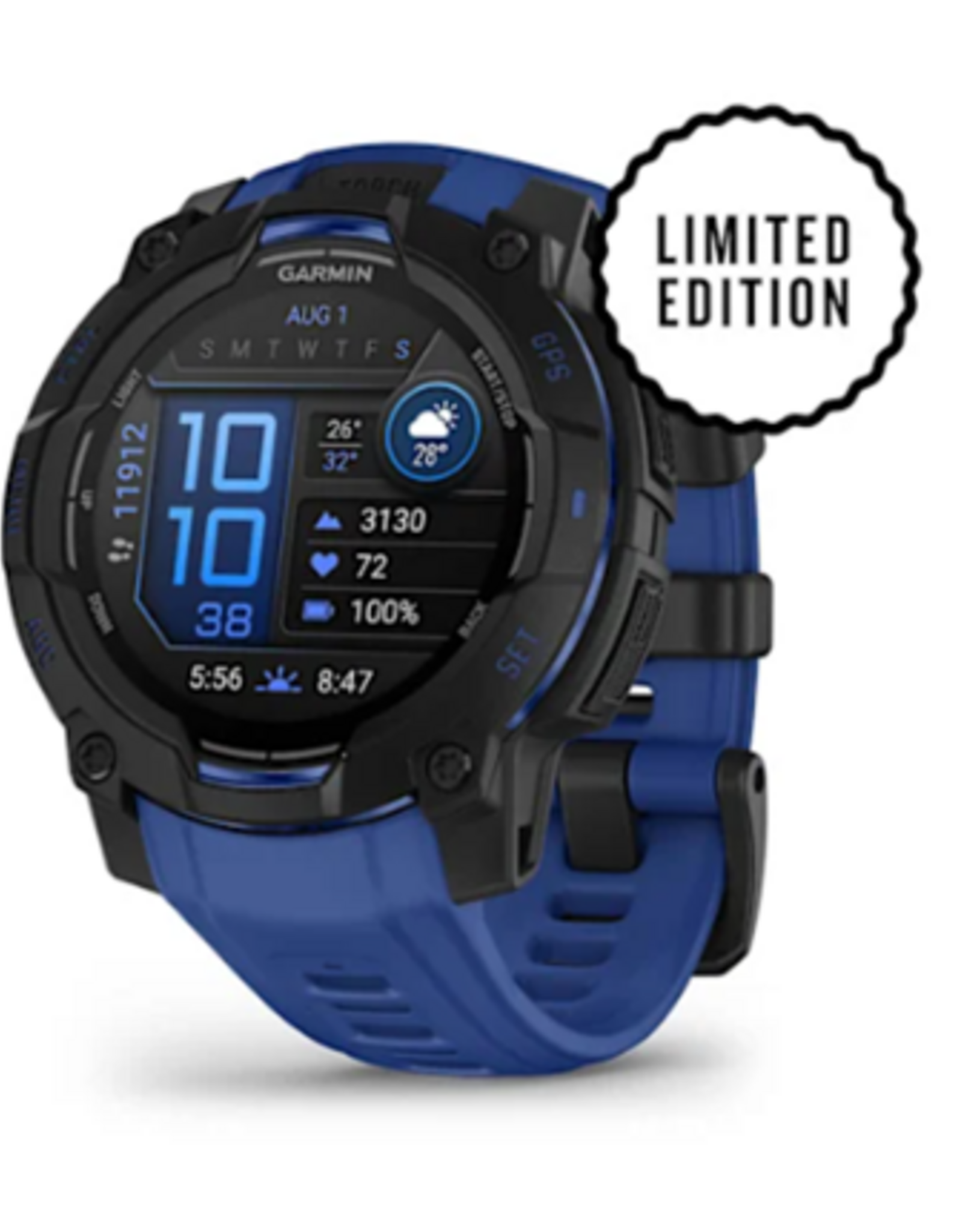 Garmin Instinct® 3 – 45 mm, AMOLED, Black with Bolt Blue/Black Band