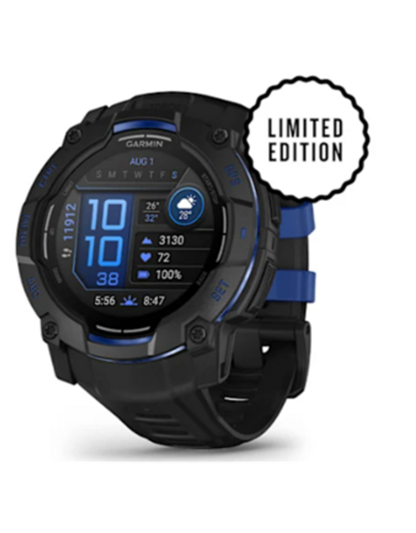 Garmin Instinct® 3 – 50 mm, AMOLED, Black with Black/Bolt Blue Band