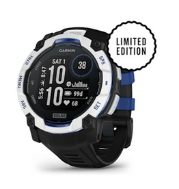 Garmin Instinct® 3 – 50 mm, Solar, Whitestone with Black/Bolt Blue Band