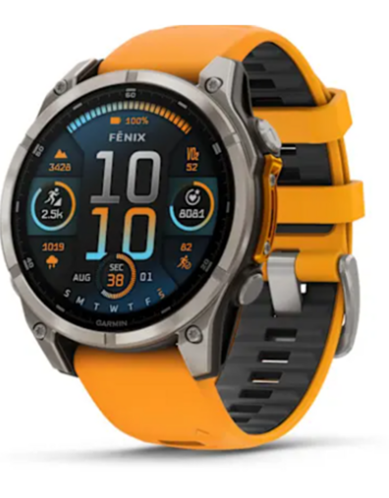 Garmin fēnix® 8 – 51 mm, AMOLED, Sapphire, Titanium with Spark Orange/Graphite Silicone Band