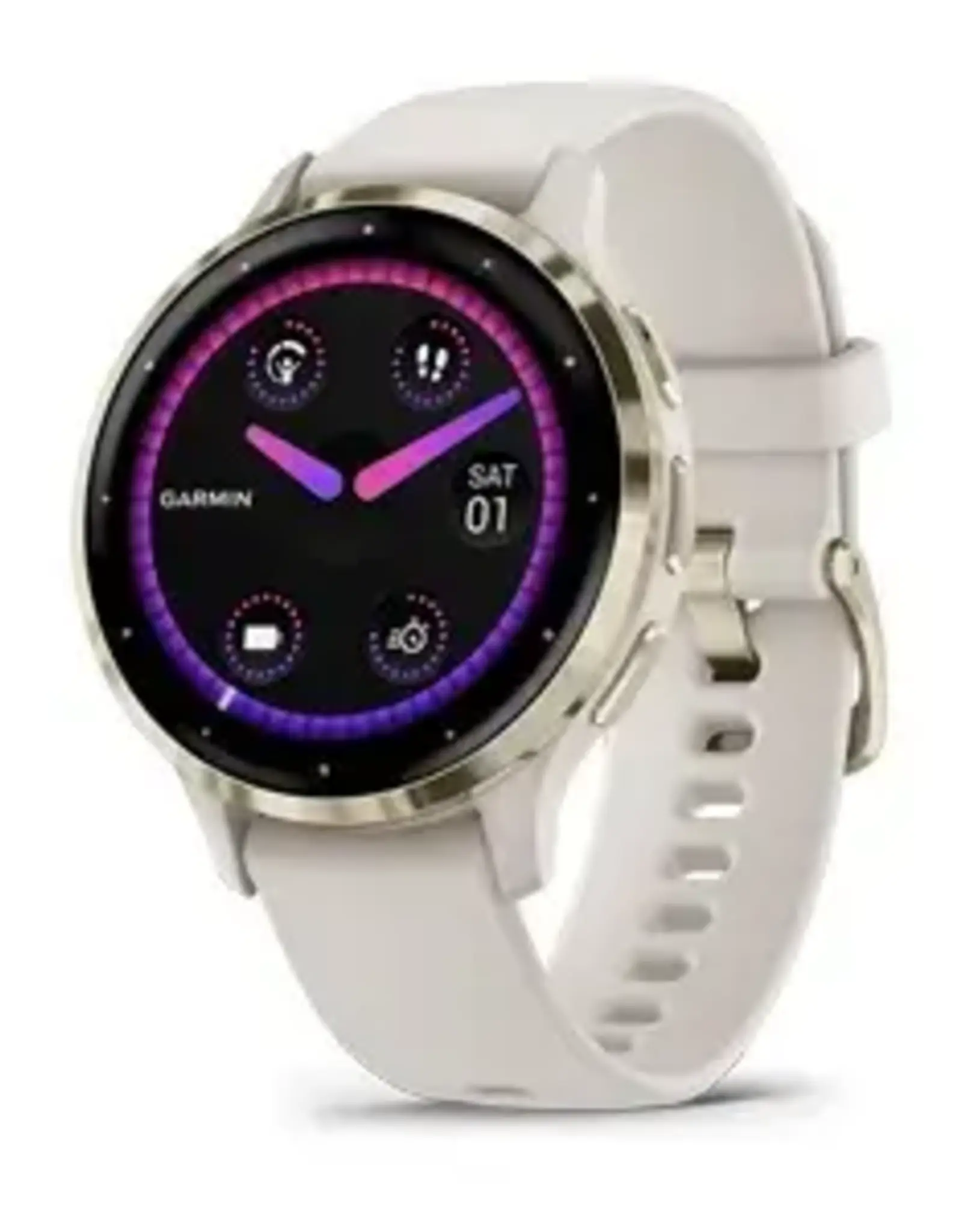 Garmin Venu® 3S, Soft Gold Stainless Steel Bezel with Ivory Case and Silicone Band