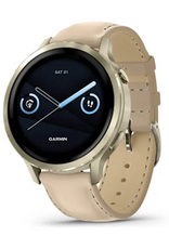 Garmin Venu® 4 – 41 mm, Lunar Gold with Bone Silicone Band and Light Sand Leather Band