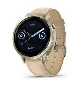 Garmin Venu® 4 – 41 mm, Lunar Gold with Bone Silicone Band and Light Sand Leather Band