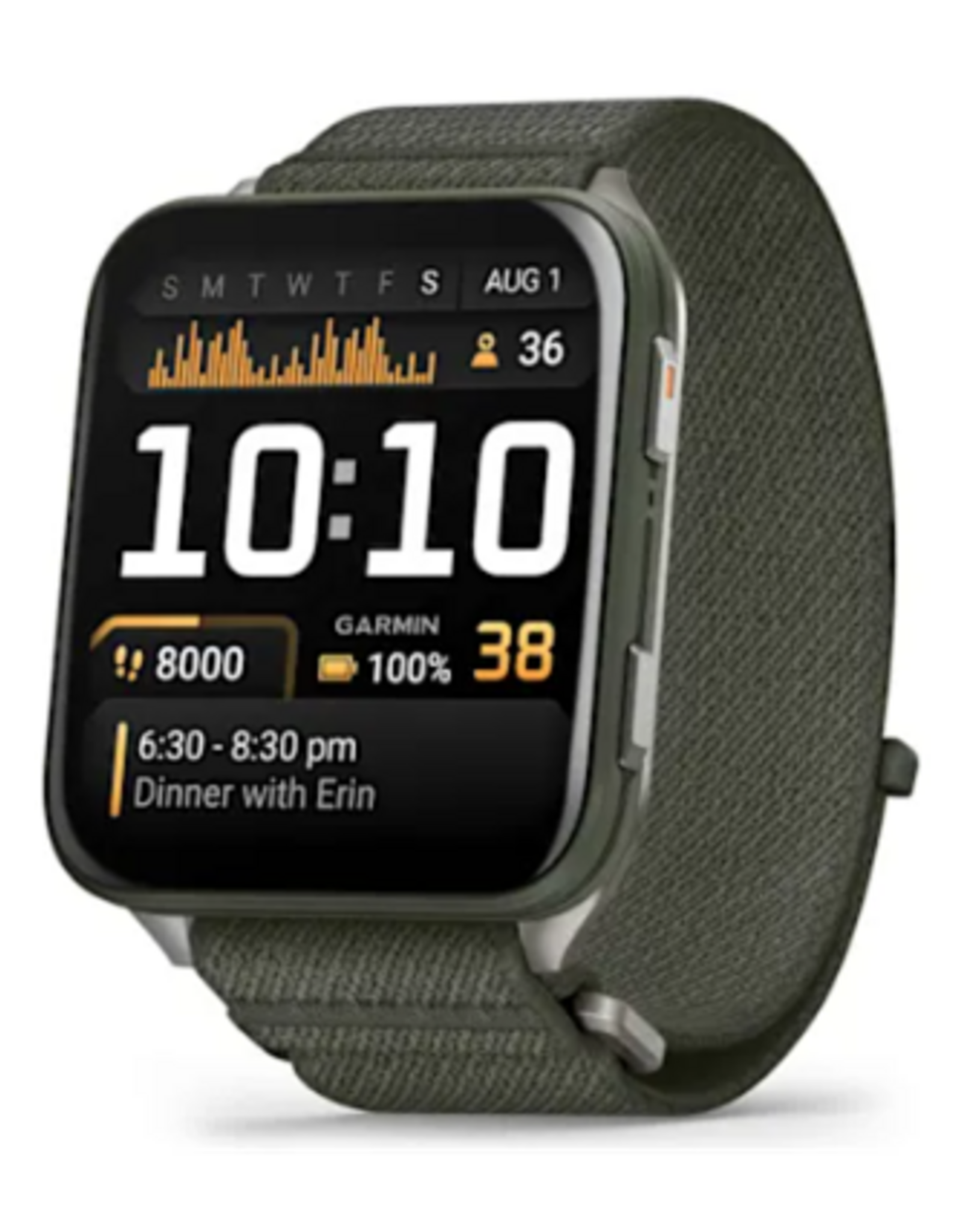 Garmin Venu® X1, Moss with Titanium Caseback and Moss ComfortFit Nylon Band 