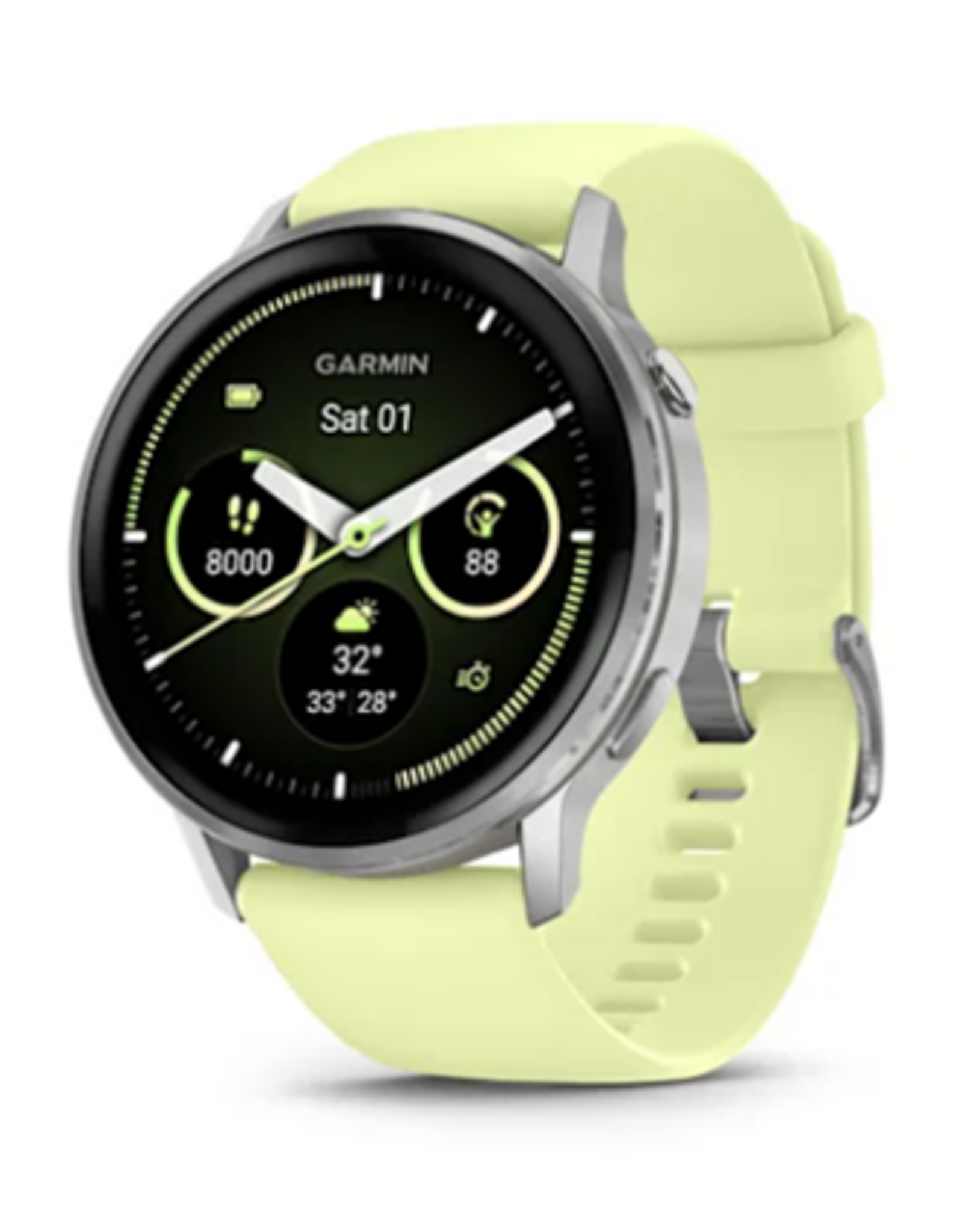 Garmin Venu® 4 – 45 mm, Silver with Citron Band
