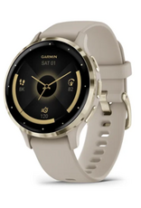 Garmin Venu® 3S, Soft Gold Stainless Steel Bezel with French Gray Case and Silicone Band