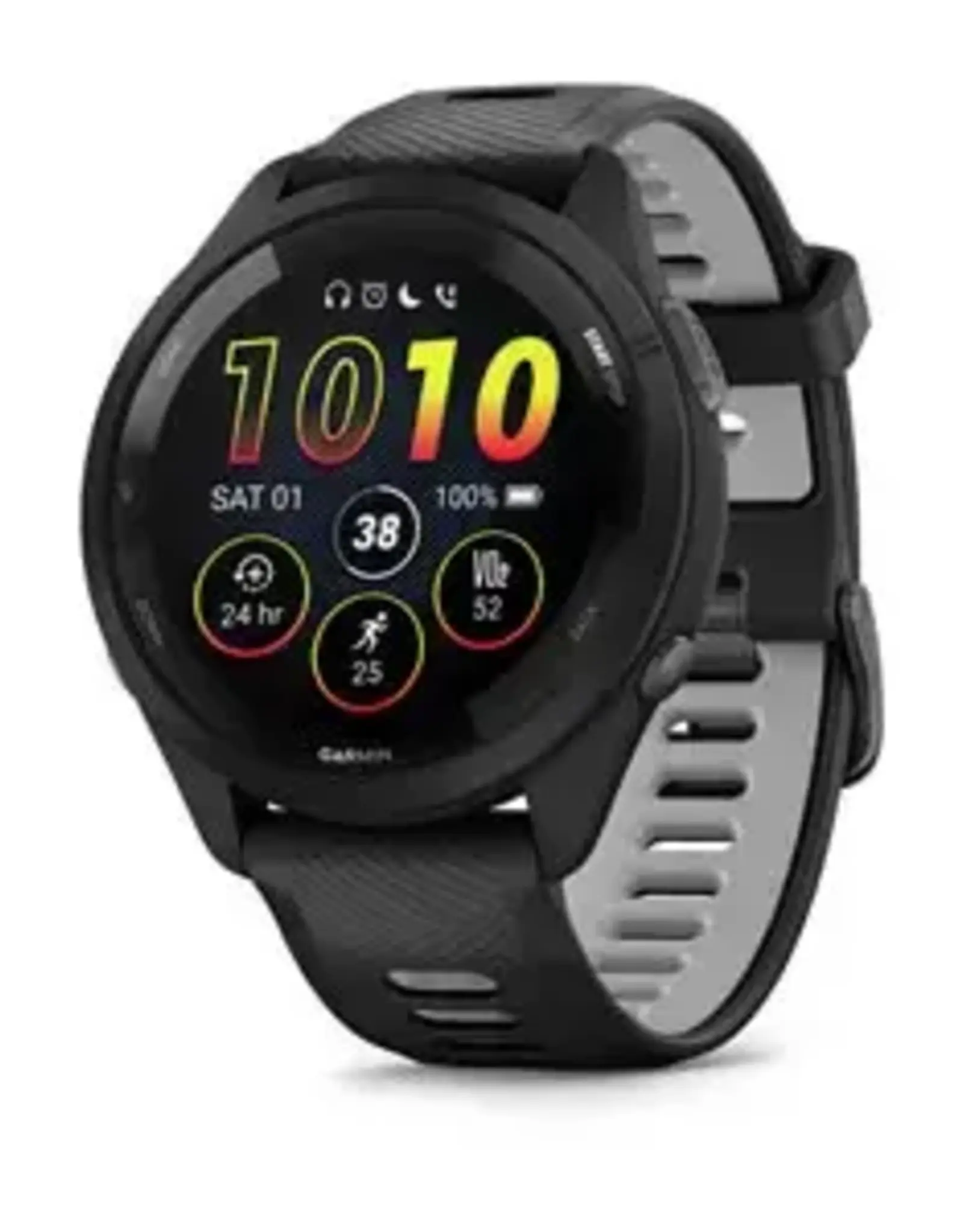 Garmin Forerunner® 265, Black Bezel and Case with Black/Powder Gray Silicone Band