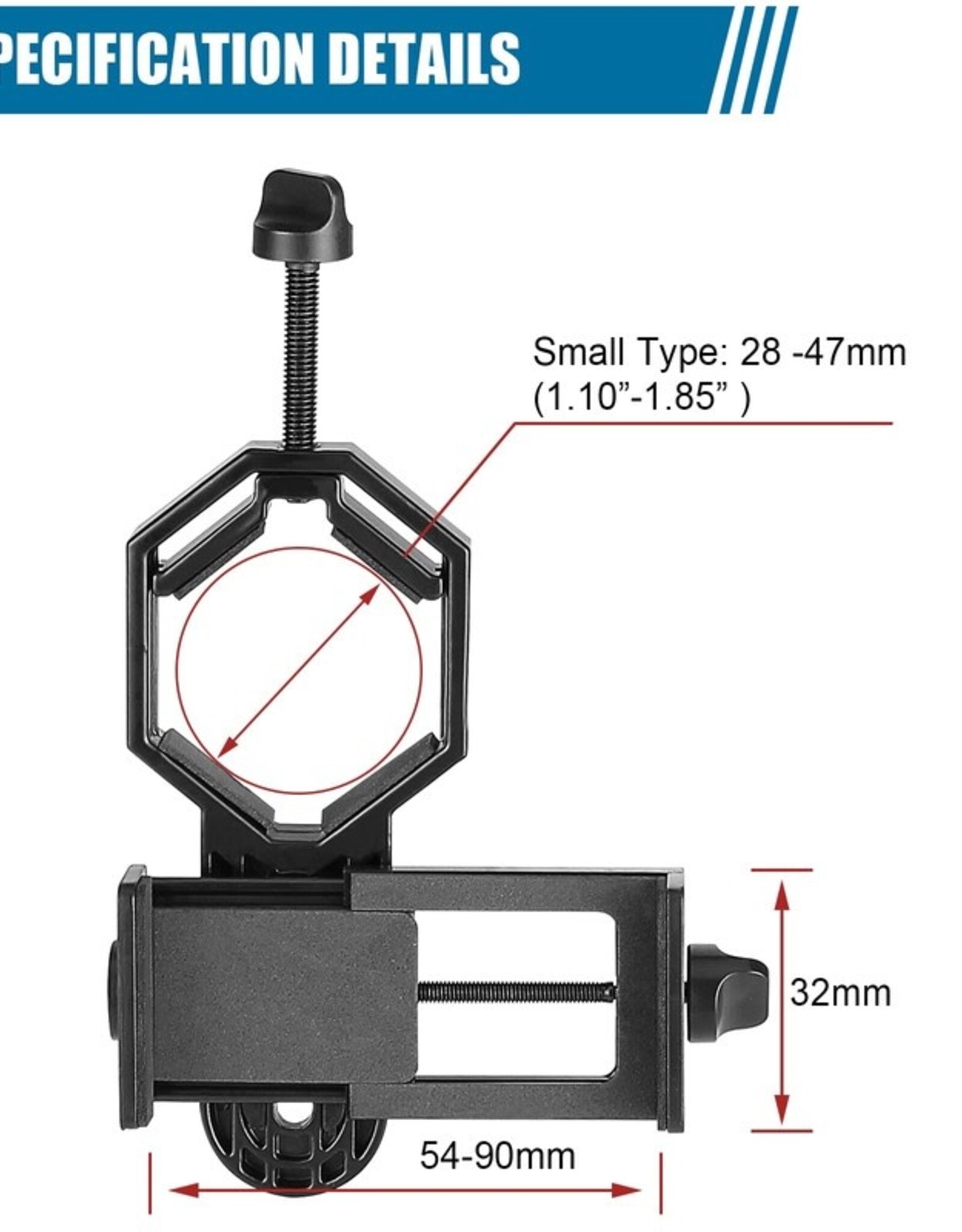 solomark SOLOMARK Universal Cell Phone Adapter Mount - Compatible with Binocular, Monocular, Spotting Scope, Telescope, and Microscope