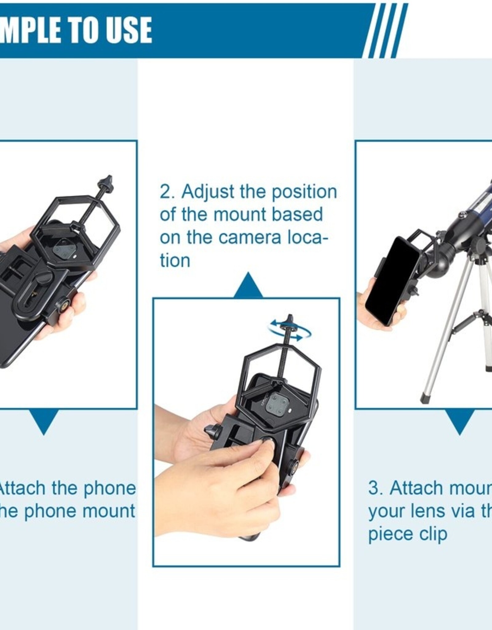 solomark SOLOMARK Universal Cell Phone Adapter Mount - Compatible with Binocular, Monocular, Spotting Scope, Telescope, and Microscope