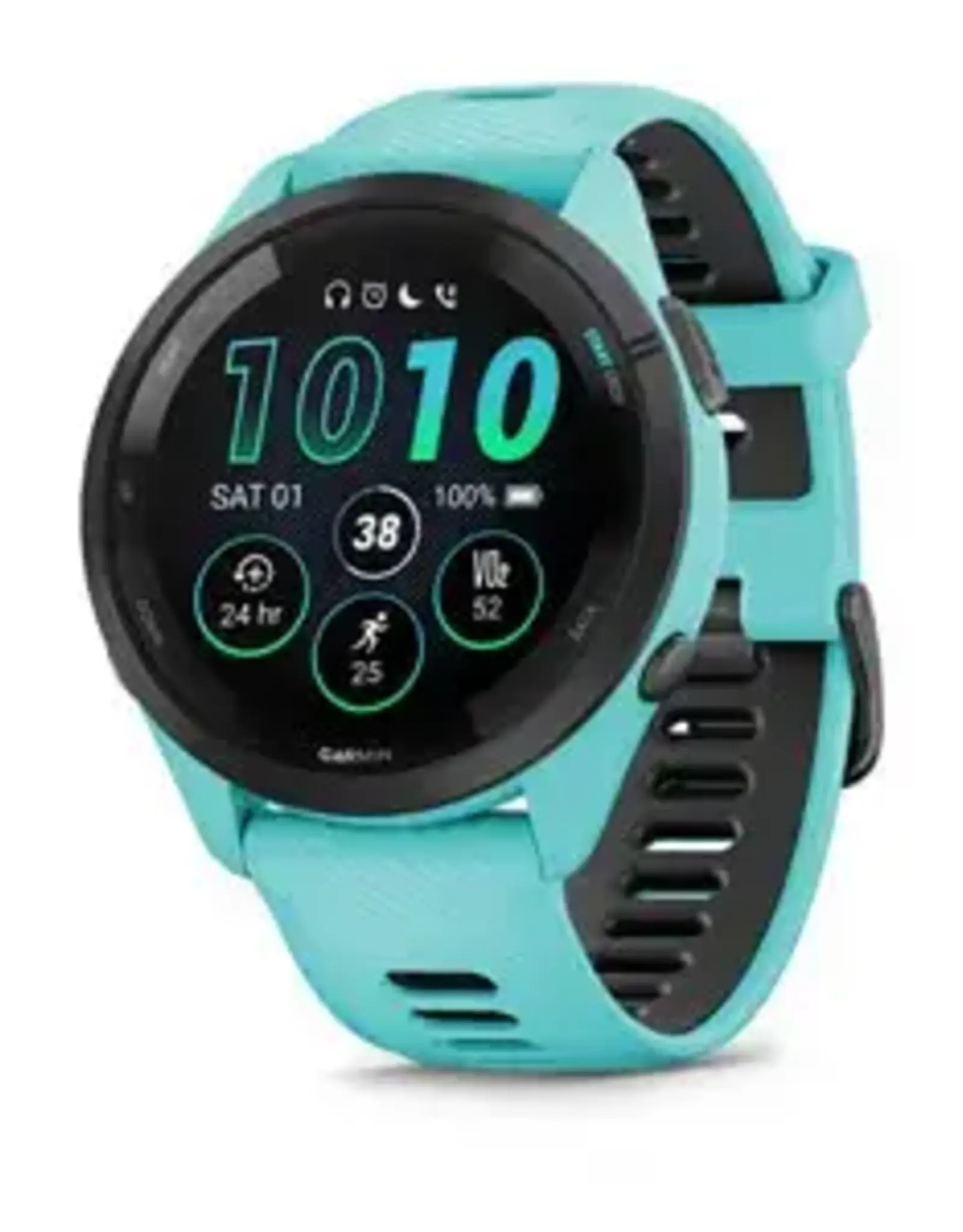 Garmin Forerunner® 265, Black Bezel with Aqua Case and Aqua/Black Silicone Band