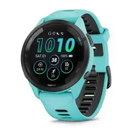Garmin Forerunner® 265, Black Bezel with Aqua Case and Aqua/Black Silicone Band