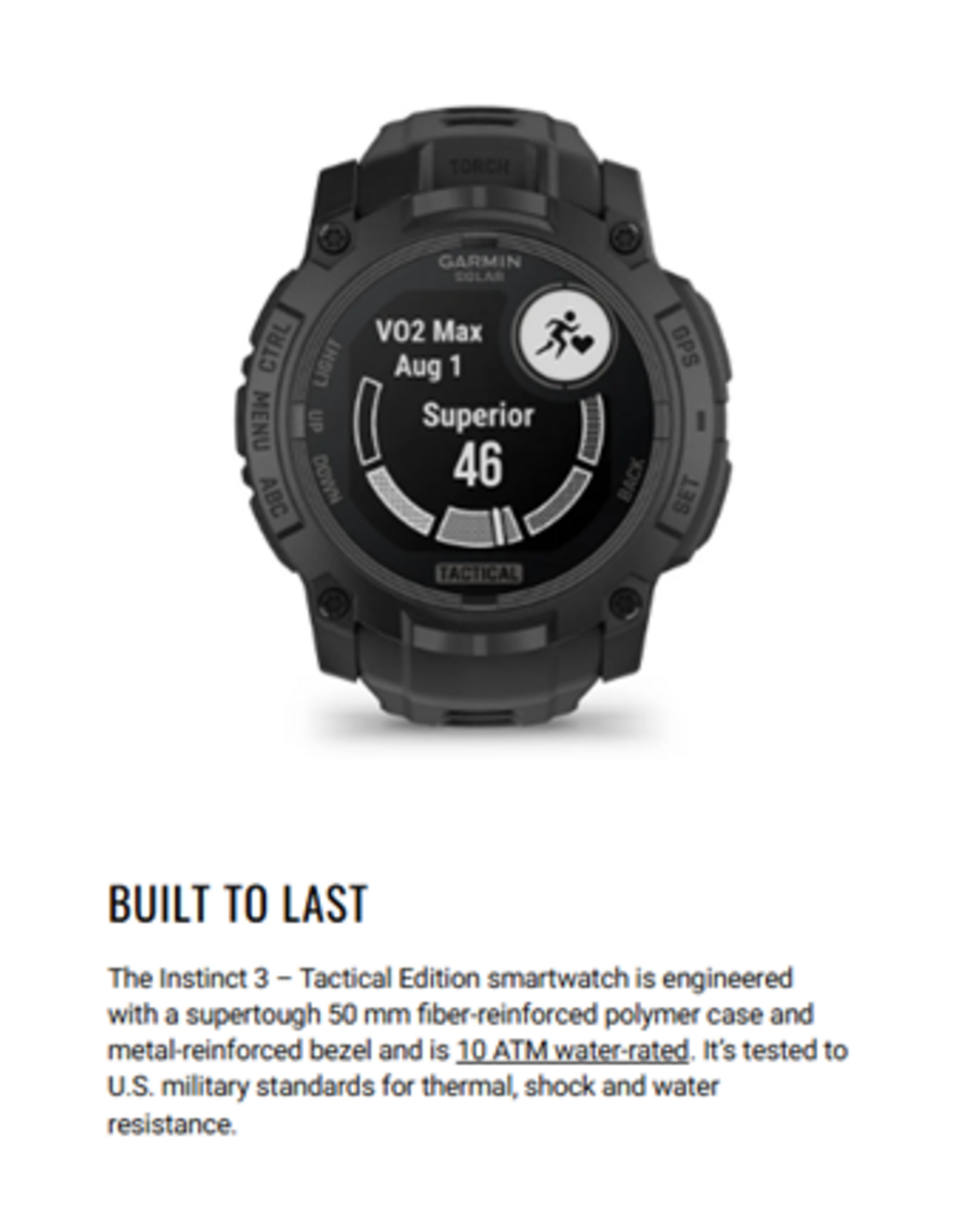 Garmin Instinct® 3 – 50 mm, Solar, Tactical Edition
