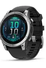 Garmin fēnix® E – 47 mm, AMOLED, Stainless Steel with Black Silicone Band